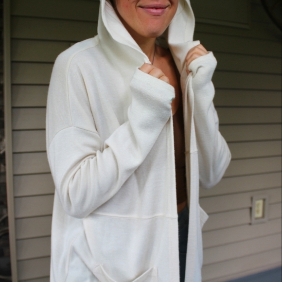 Cream Cardigan Long Sleeve Open Front - Picture 9 of 9